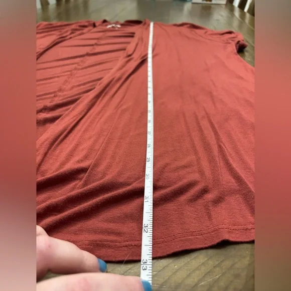 Maurices Short Sleeve Open Front Cardigan in Brick Red Size 3X - Picture 5 of 5